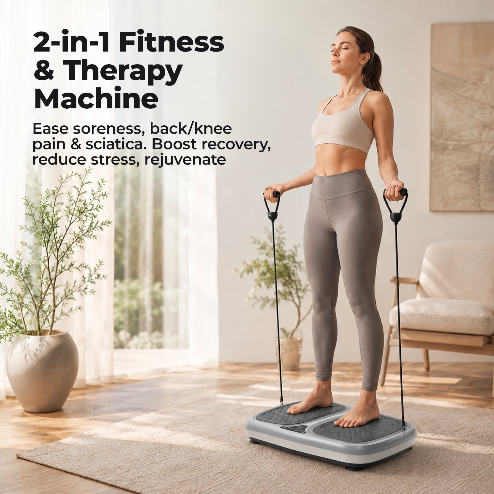 Alvantor Vibration Plate Exercise Machine, Vibrating Fitness Platform for Lymphatic Drainage, Full Body Shaker Workout Equipment, 120 Speeds & 9 Modes, Weight Loss Gifts for Women Men