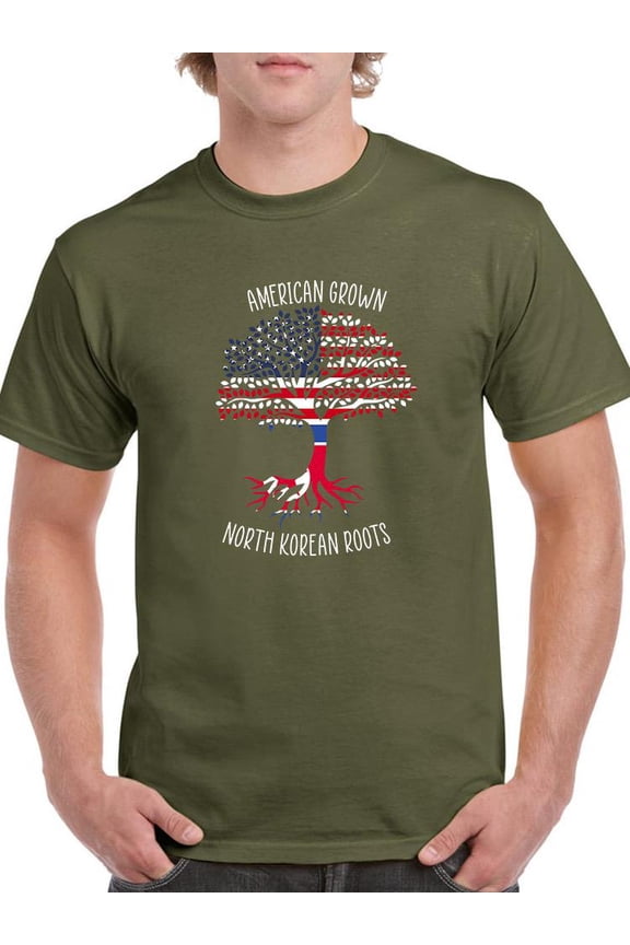 American Grown North Korean Root T-Shirt Men -Smartprints Designs, Male Large