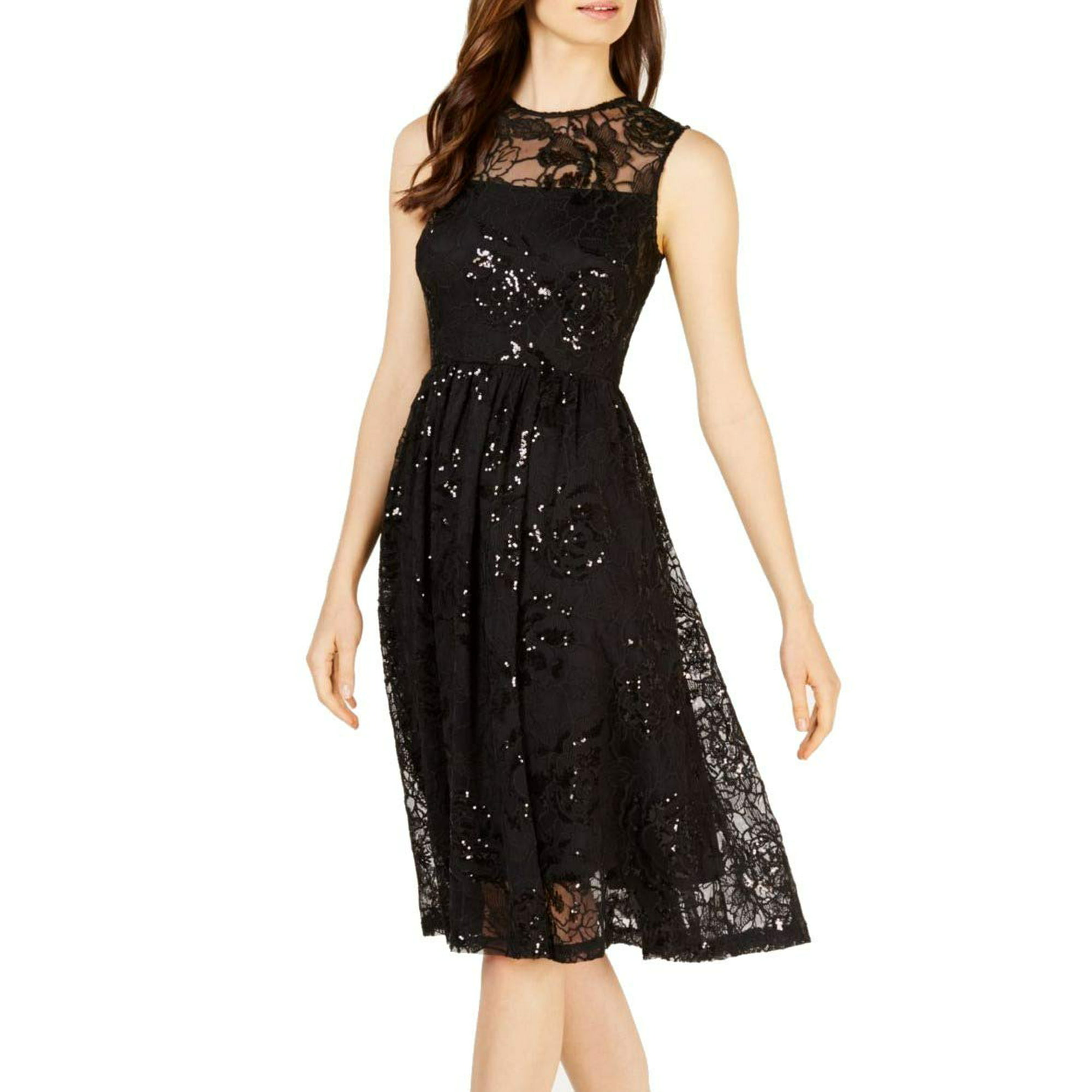 Calvin Klein Womens Lace Cocktail Midi Dress Black 6 | Walmart Canada