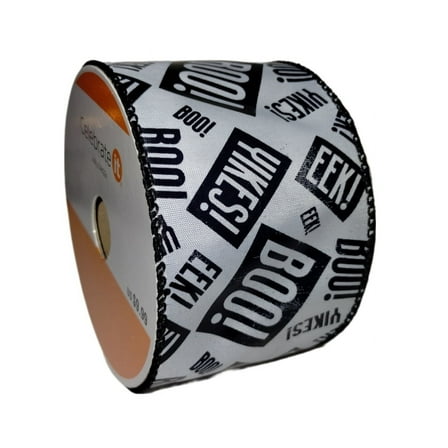 2.5" x 25ft. Wired Ribbon by Celebrate It® Halloween White Yikes