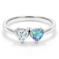 thumbnail image 3 of Gem Stone King 925 Sterling Silver Mercury Mist Mystic Topaz Ring Set with Moissanite (0.98 Cttw) (Size 9), 3 of 6