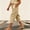 Khaki, variant on WPPGONE Kids Linen Capri Pants Girls Elastic Waisted Drawstring Straight Leg Side Buttons Teens Cropped Bottoms Summer Casual Fashion Trendy Trousers with Pockets