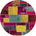 thumbnail image 1 of Ahgly Company Indoor Round Abstract Dark Almond Brown Patchwork Area Rugs, 3' Round, 1 of 6