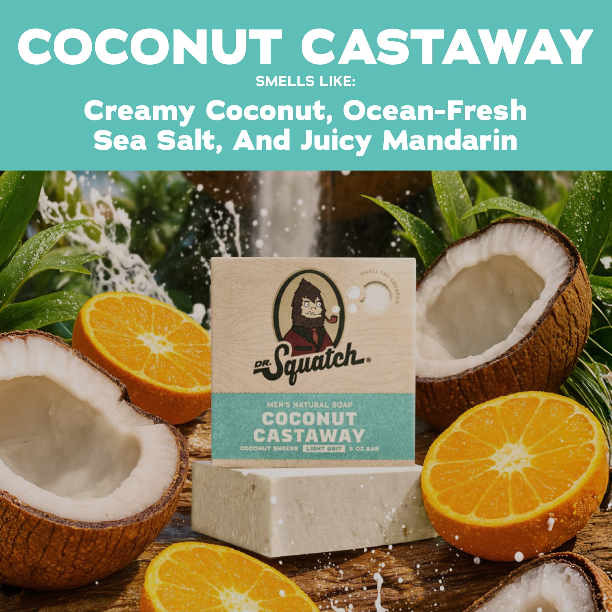 Dr. Squatch Men's Soap, Natural Bar Soap for Men, Cold Process, Gifts for Men, Coconut Castaway, 5 oz, 3-Pack