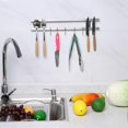 thumbnail image 3 of Wall Mounted Magnetic Knife Holder Stainless Steel Double Bar Kitchen Utensil Storage Rack 40cm, 3 of 4