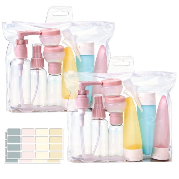 JILhome 22 Pack Travel Bottles, Leak Proof Travel Containers for Toiletries, Refillable Travel Accessories for Conditioner, Shampoo, Lotion & Body Wash, Multicolor