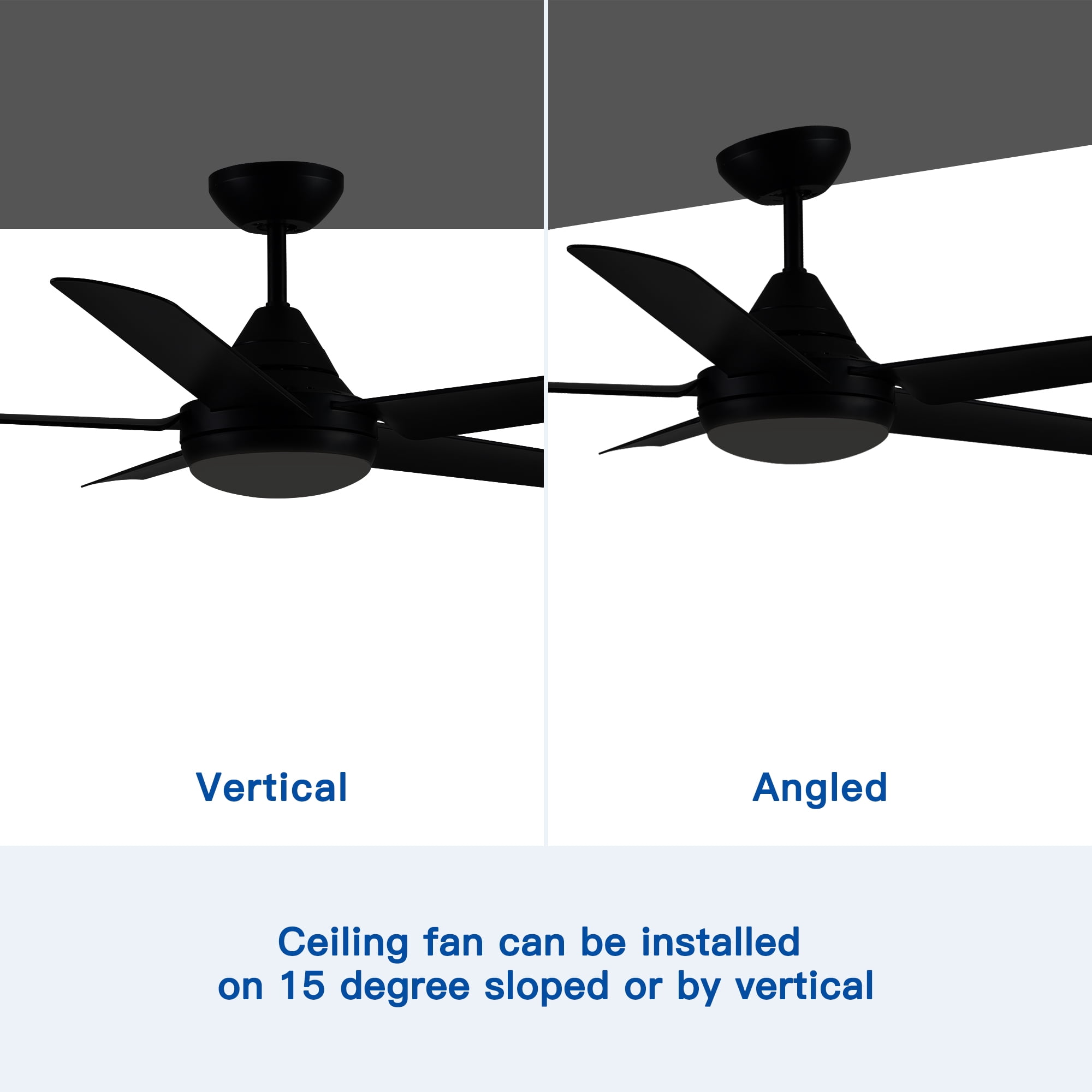 Wellspeed 48 in. Modern Ceiling Fan with Dimmable Light, for Indoor, Remote Control, 5 Reversible Blades, White
