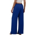 thumbnail image 4 of VEKDONE Wide Leg Pants for Women Flowy Palazzo Drawstring Elastic Waist Trousers with Pockets Summer Beach Vacation Clothes Dark Blue L, 4 of 8