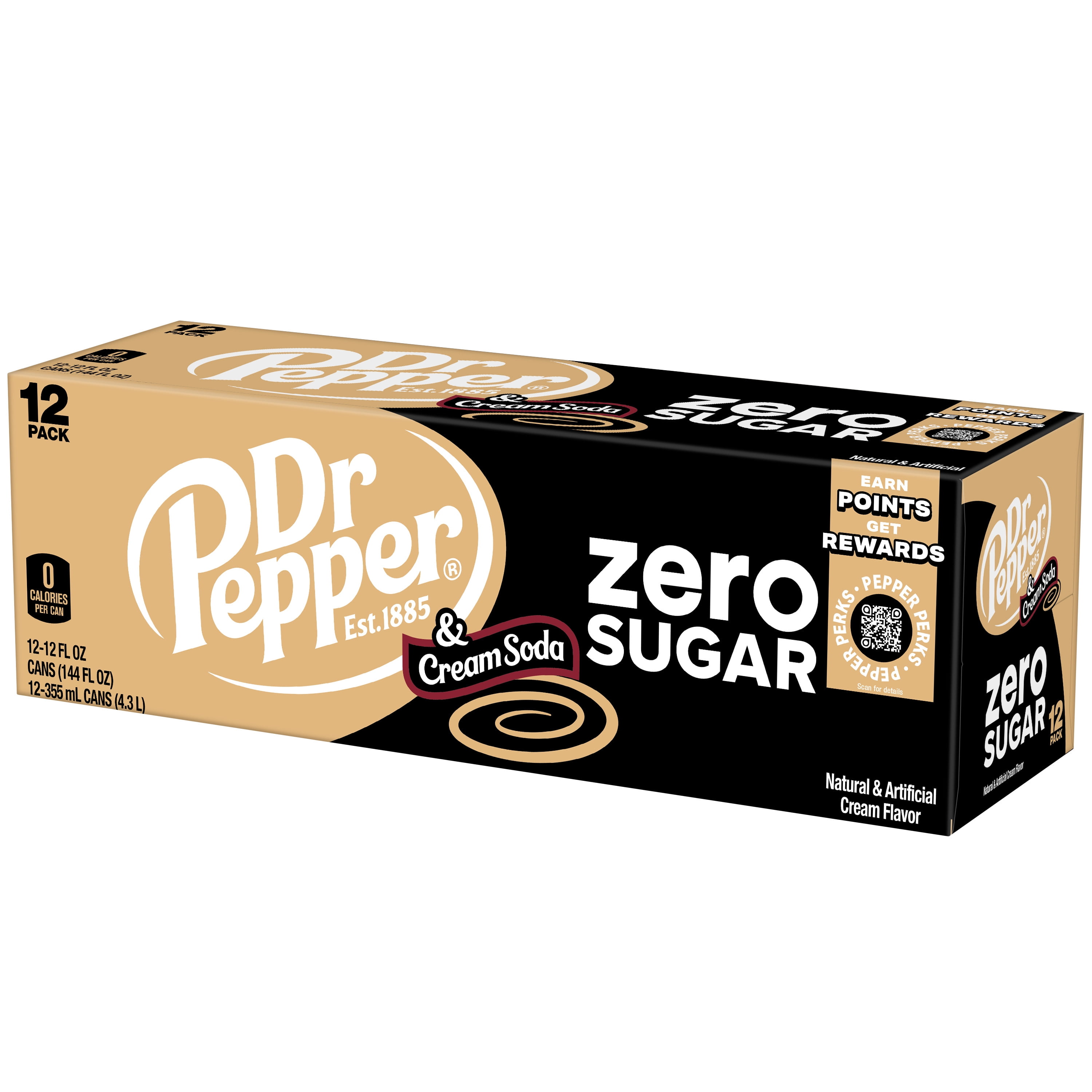 Buy Dr Pepper and Cream Soda Zero Sugar, 12 fl oz cans, 12 pack Online ...