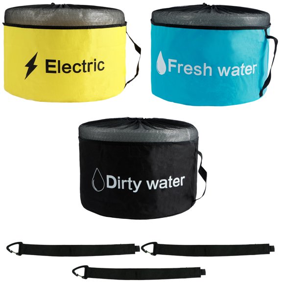 FUYGRCJ 3/4Pcs RV Hose Storage Bags with Mesh Top Waterproof RV Utility Bag Multifunctional RV Accessories Storage Bags with Straps Large Sewer Hose Bag for Fresh/Black Water Hoses Electrical Cords
