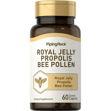 Royal Jelly Propolis Bee Pollen | 60 Caplets | Vegetarian for Men and Women | by Piping Rock