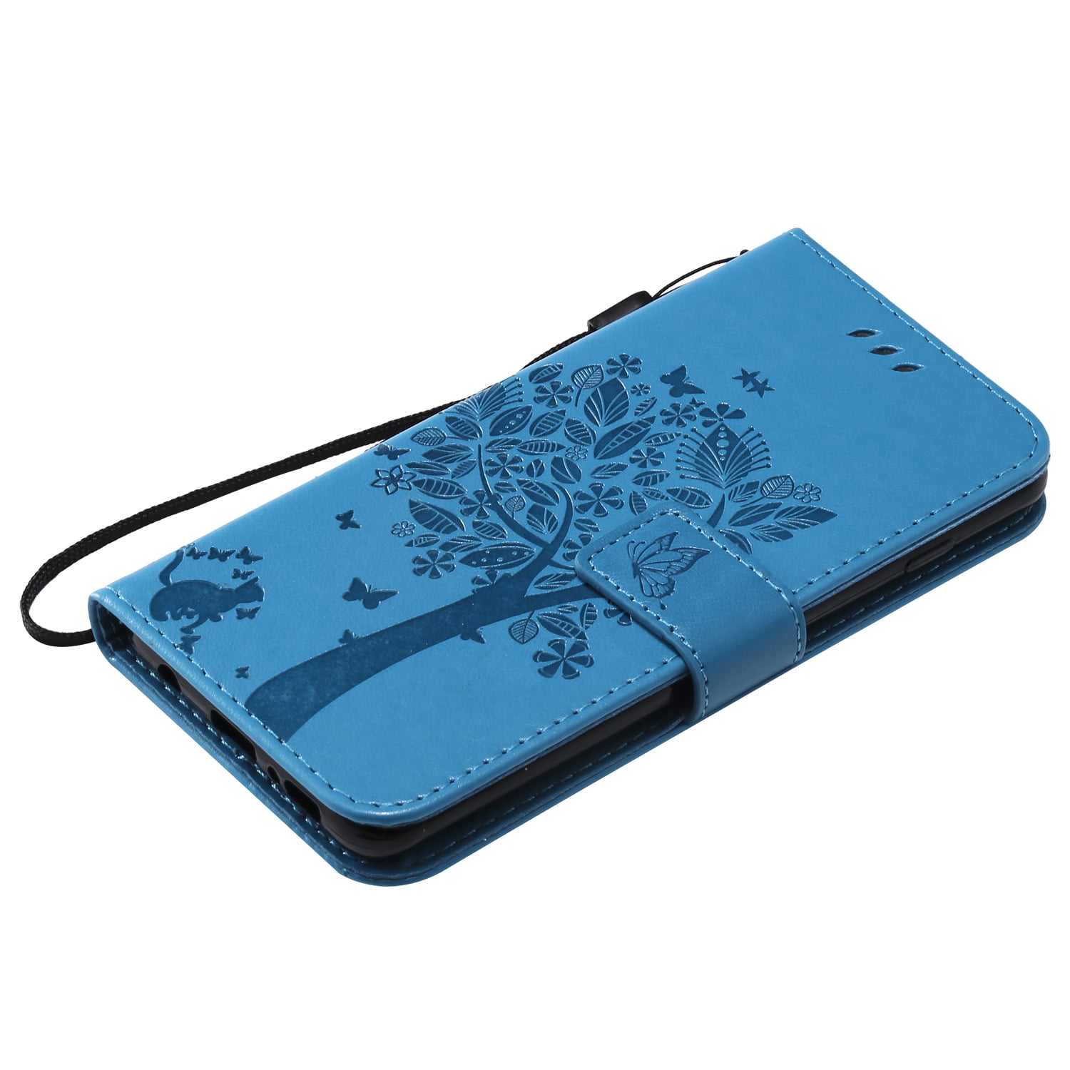 Embossed Tree PU Leather Shockproof Flip Wallet Cover with TPU Card Slots Magnetic Closure Stand Function Folio Notebook Protective Skin,Blue Vagenno Samsung Galaxy S10 Case 
