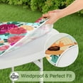 thumbnail image 5 of Round Fitted Tablecloth with Elastic Edges Fits 36"-44" Round Tables Pioneer Colorful Floral Waterproof Table Cover Washable Indoor and Outdoor for Party Kitchen Dinner Banquet Patio Picnic, 5 of 7