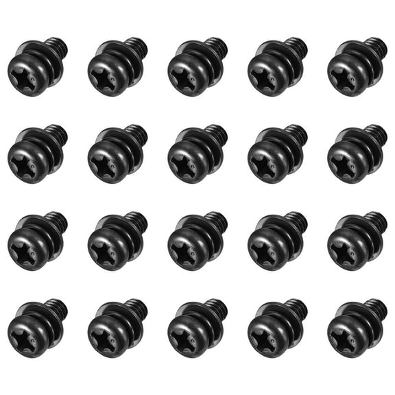 Uxcell M4 x 8mm Carbon Steel Phillips Pan Head Machine Screws Bolts Combine with Spring Washer and Plain Washers 20pack