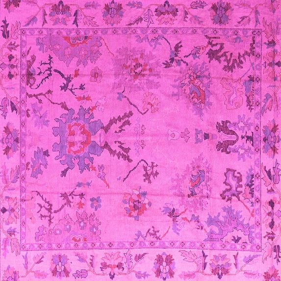 Ahgly Company Indoor Square Abstract Pink Modern Area Rugs, 4' Square