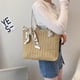 thumbnail image 5 of Bolso de mano retro para mujer, pañuelo de seda tejido de paja, bolso de mano grande (caqui) Likrtyny Para estrenar, 5 of 9