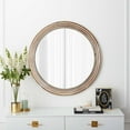 thumbnail image 4 of 23.62 Inch Rustic Wooden Round Mirror with Beads (White), Farmhouse Decor for Living Room, 4 of 9