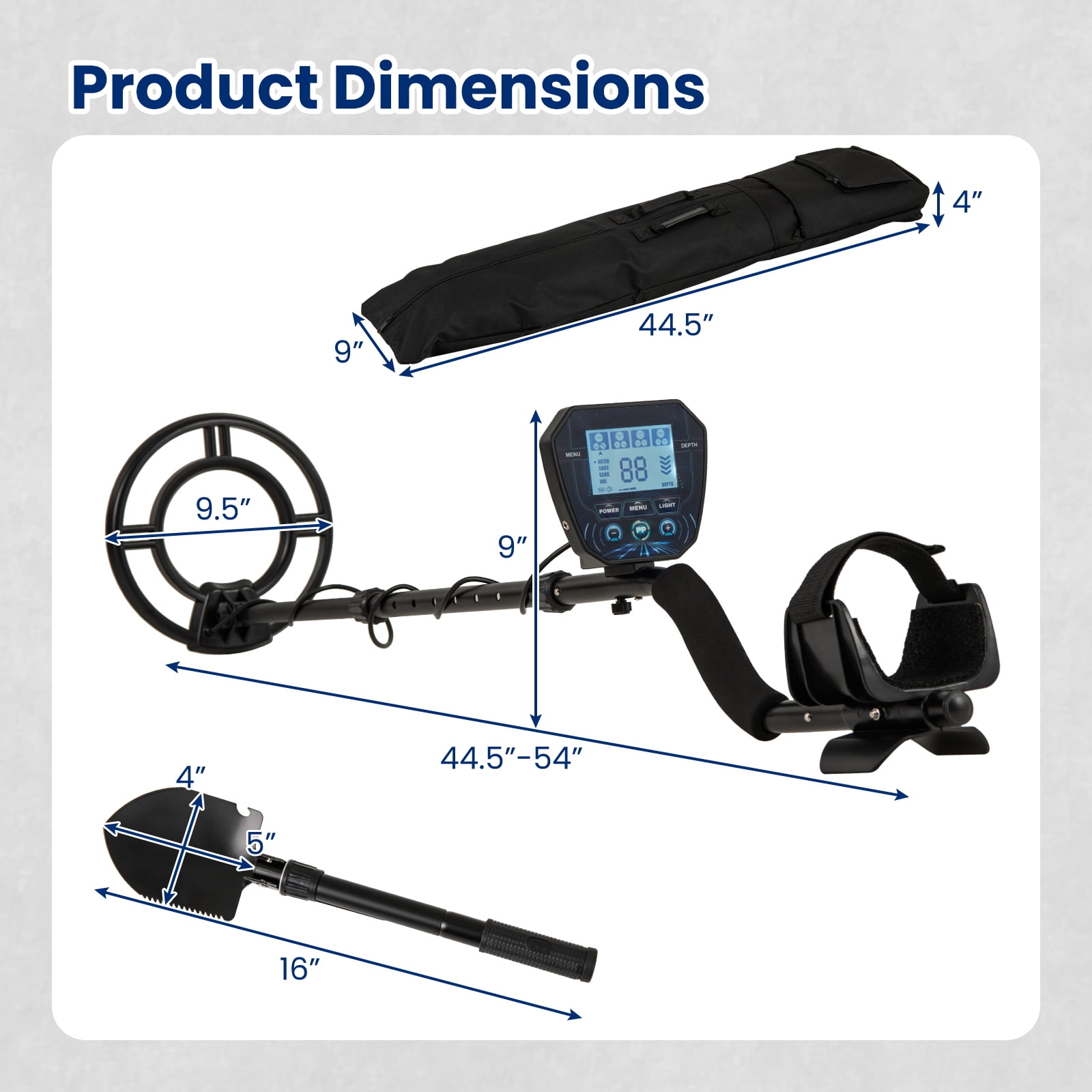 Gymax Professional Metal Detector for Adults Waterproof Pinpoint Advanced DSP Chip