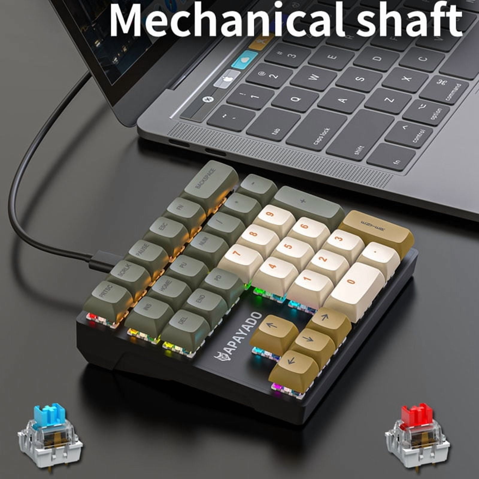 APAYADO K33 Mini Numeric Keyboard 33Keys,Blue Mechanical Shaft,RGB,PBT Keycaps for Treasury / Accounting / Finance