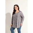 thumbnail image 2 of TIYOMI Women's Plus Size Tops Swing Flowy Long Sleeve Tunics 3X Pleated Grey Blouse Henley Dressy Shirts Pink Flower Babydoll Pullover Loose Fit Blouses Spring Fall Tunics 3XL 22W 24W, 2 of 7