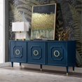 thumbnail image 2 of Posh Living Malie 3-Shelve Modern Wood & Stainless Steel Sideboard in Blue, 2 of 8