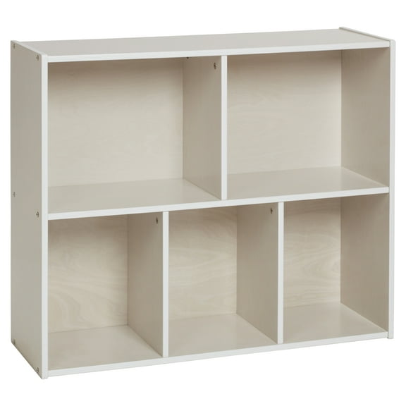 ECR4Kids Streamline 5-Compartment Single-Sided Storage Cabinet, 30in, Kids Furniture, White Wash