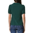 thumbnail image 3 of INSPIRE CHIC Women's Blouse Peter Pan Collar Puff Short Sleeve Retro Shirt S Dark Green, 3 of 6