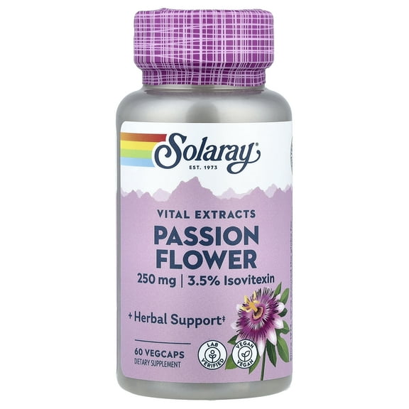 Solaray Passion Flower Extract 250 mg - 60 Vegetarian Capsules