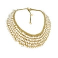 thumbnail image 2 of Freshwater Dyed Pearls Collar Bib Silk Net Necklace, 2 of 3