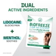thumbnail image 2 of Biofreeze Ultraflex Plus Maximum Strength 4% Lidocaine Patches with Menthol, Flexible Pain Relief Patch for Lower Back, Lidocaine Patch for Neck, Knee, Shoulder, 4 Large Pain Patches, 2 of 12