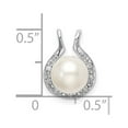 thumbnail image 2 of Auriga 14k White Gold Freshwater Cultured Pearl & Diamond Chain Slide Pendant for Women (L-13.5mm, W-10.25mm), 2 of 4