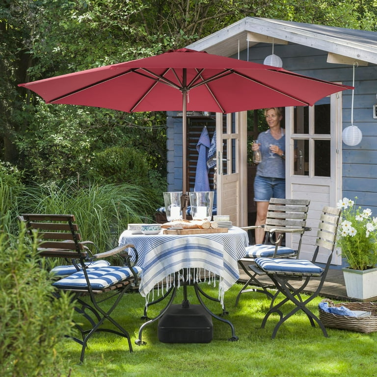 10 foot patio umbrella with solar lights 10/11/12ft Solar LED Round Cantilever Patio Umbrella