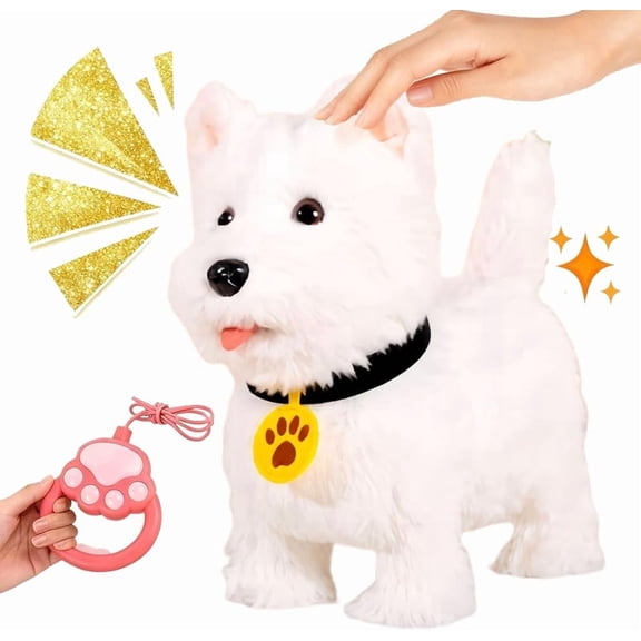 2026 Wuffy Robot Dog Lifelike Toy Dog, Interactive Robot with Touch Sensing Voice Mimic Licking Motion Leash Remote Soft Fur for Kids Battery Powered