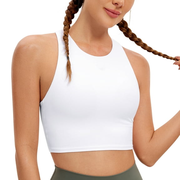 CRZ YOGA Butterluxe Racerback Longline Sports Bras for Women Padded Crop Workout Tank Top