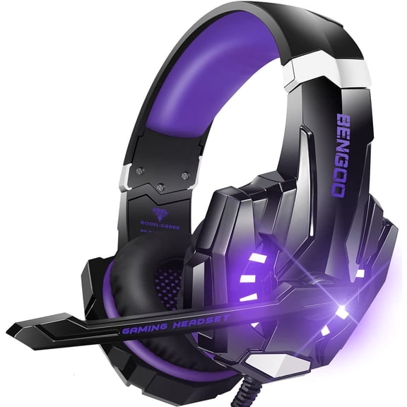 BENGOO G9000 Over-Ear Gaming Headset with Mic, Purple