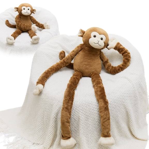 MorisMos Stretchable Long-Legged Monkey Stuffed Animal,Microwavable Heating Plush Toy