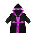 thumbnail image 3 of Raenseen Garçons Enfants Robe de Boxe à Manches Longues Uniforme Kick Boxe Art Martial Muay Thaï Entraînement à Capuche Noir&Rose Vif 16, 3 of 5