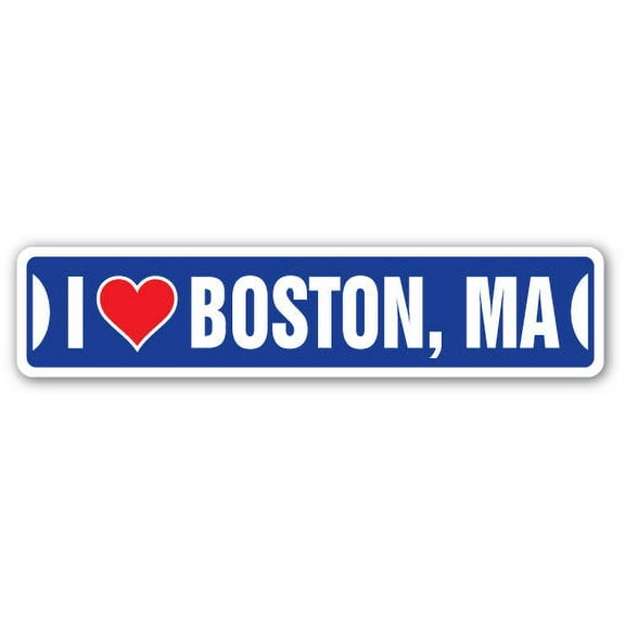 I LOVE BOSTON MASSACHUSETTS Street Sign ma city state us wall road décor gift