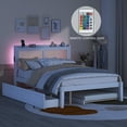 thumbnail image 4 of Queen Size Elegant Bed Frame with Rattan Headboard and Sockets ,White, 4 of 9