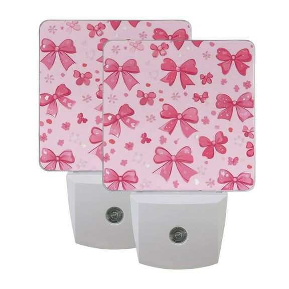 LED Sensor Night Light Dusk to Dawn Auto ON & Off, Plug-in Pink Cute Bows