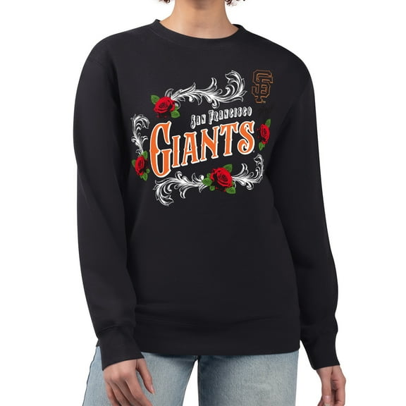 Women's G-III 4Her by Carl Banks Black San Francisco Giants Retro Roses Fleece Pullover Sweatshirt