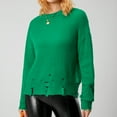 thumbnail image 2 of KOMOO Women Ripped Frayed Short Sweater Long Sleeve Cutout Cropped Sweater Loose Knitted Jumper Knitwear, 2 of 9