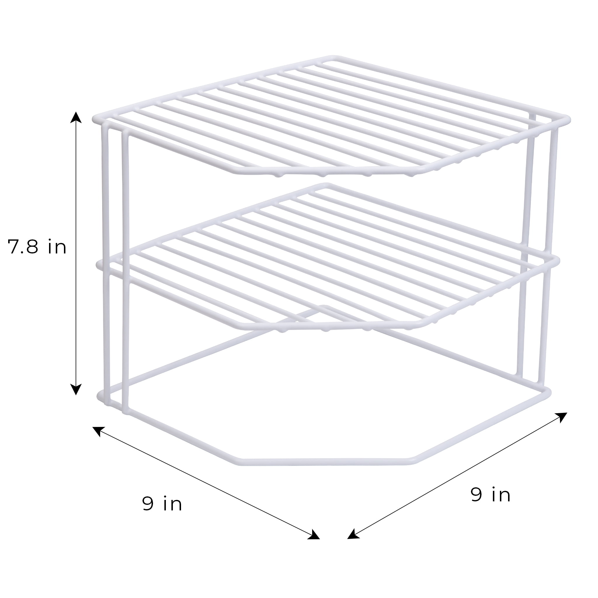 Smart Design 3-Tier Kitchen Corner Shelf Rack - 9 x 8 inch - White