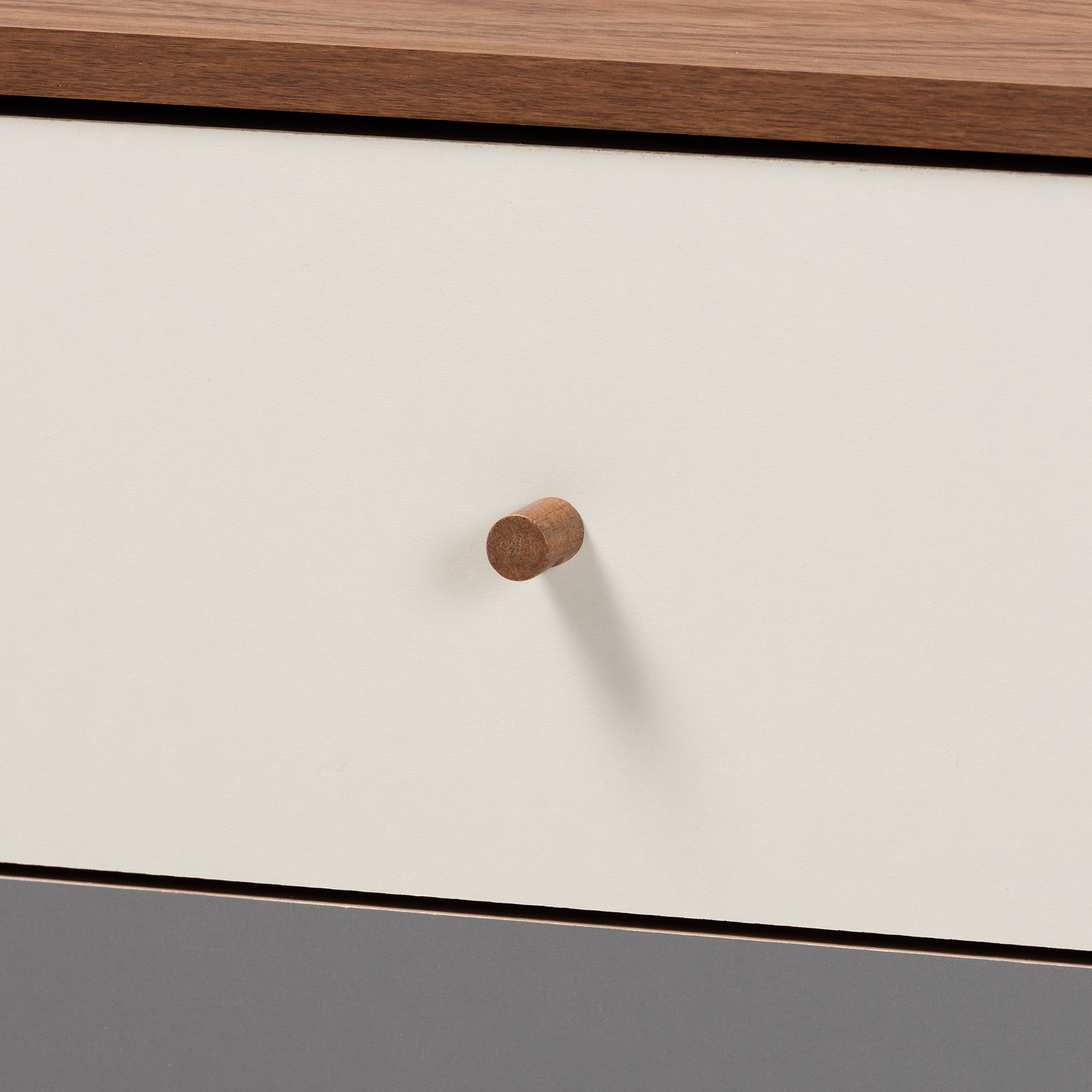 Baxton Studio Halden Mid-Century Modern Multicolor Walnut Brown and Grey Gradient Finished Wood 2-Door Dining Room Sideboard Buffet