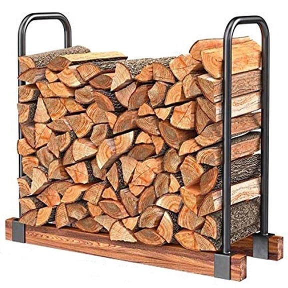 Heavy-Duty Adjustable Length Firewood Rack - Flexible Log Bracket Holder for Indoor/Outdoor Use