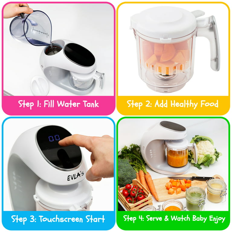 Baby Food Maker Baby Food Processor Blender Grinder Steamer Cooks & Blends  Healthy Homemade Baby Food in Minutes Self Cleans Touch Screen Con 