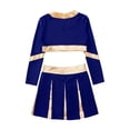 thumbnail image 5 of iixpin Girls Cheerleading Costume for Schoolgirls Cheer Leader Uniform Dance Crop Top with Skirts Cosplay Party Outfit Navy Blue 6, 5 of 6