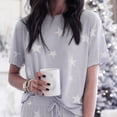 thumbnail image 5 of Seductiva Clothing Items women's pajama sets Women Printed Sleepwear Round Neck Short Sleeve Tops with Long Pants Pajama Set, 5 of 9