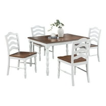 Aukfa 5-Piece Dining Table Set for 4, Modern Farmhouse Kitchen Table Set for Dining Room or Small Spaces, White/Brown