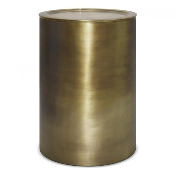 Allora 16" Round Cylinder Contemporary Metal Side Table in Gold